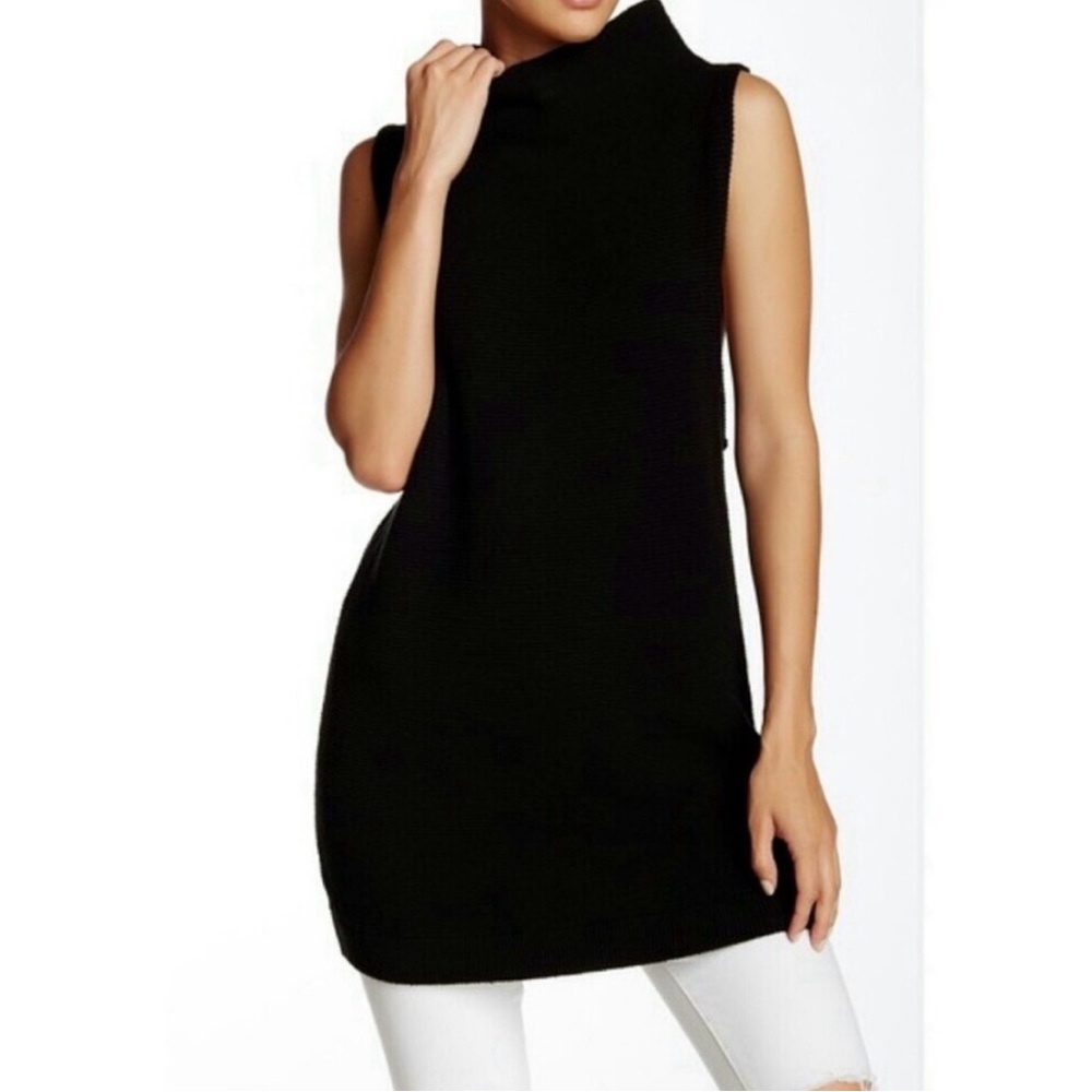 Free People Black Knit Tunic Sweater